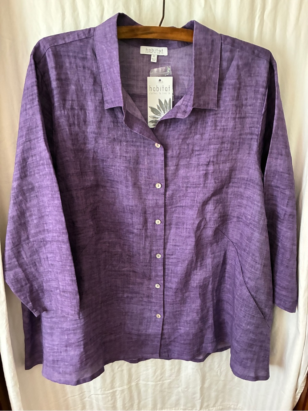 Habitat Lavender-Purple Linen Button-Down Swing Shirt NWT